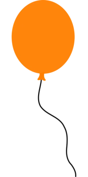 an orange balloon with a string attached to it