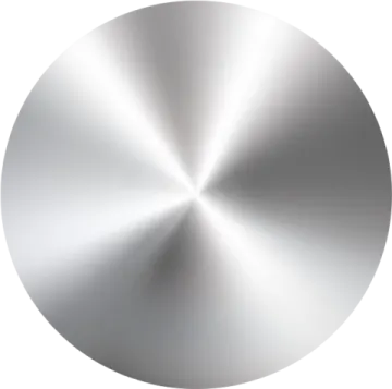 a silver button with a white background