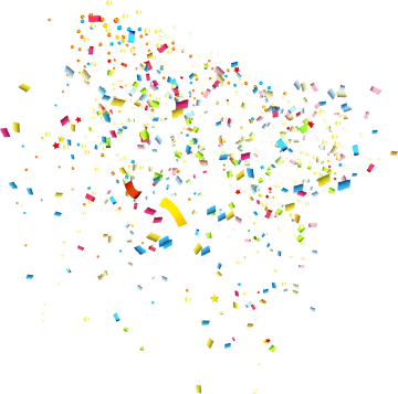 a white background with many colored confe