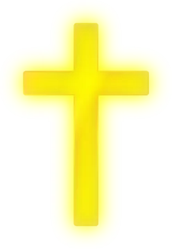 a yellow cross on a white background