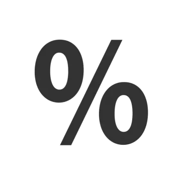 a black and white image of a percentage sign