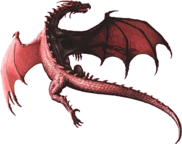 a drawing of a red dragon