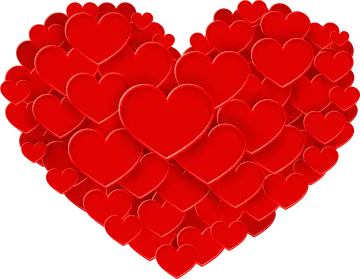 a heart made out of red hearts