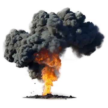 a large black cloud of smoke rising from the ground