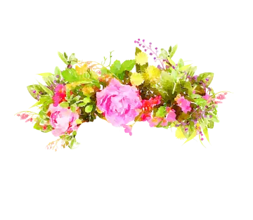 a watercolor painting of flowers and leaves
