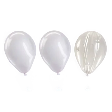 three white and pink balloons on a white background