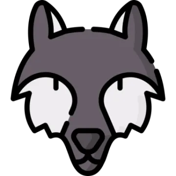 a black and white wolf's face