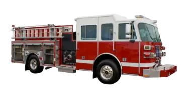 a red fire truck on a white background