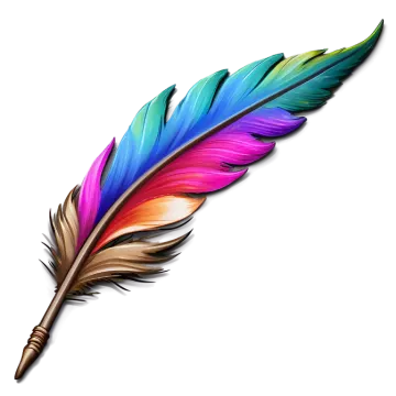 a colorful feather on a white background