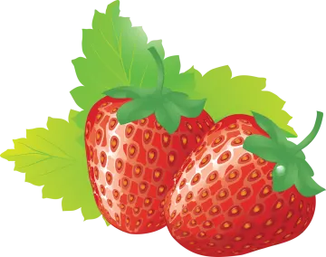 two strawberries with leaves on a white background