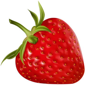 a red strawberry with green leaves on it