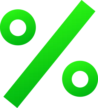 a green percentage symbol