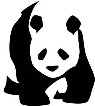 a panda bear silhouetted on a white background
