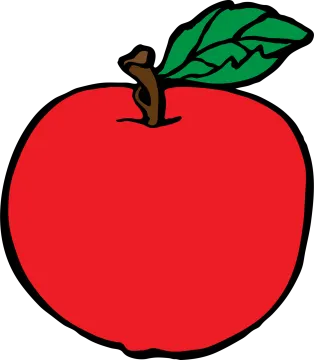 an apple with a leaf on it