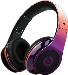 a pair of purple and orange headphones