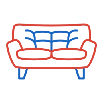 a couch with two pillows on it