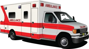 an ambulance with red and white stripes