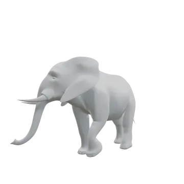 an elephant is standing on a white surface