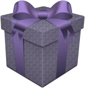 a purple gift box with a bow