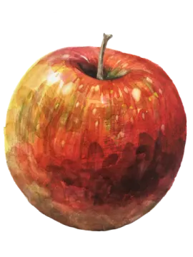 a painting of an apple on a white background