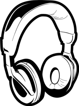 a black and white drawing of headphones