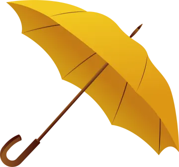 a yellow umbrella on a white background