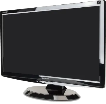 a black computer monitor on a white background