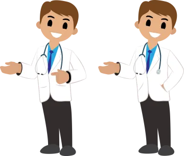 a male doctor in a white coat with a stel