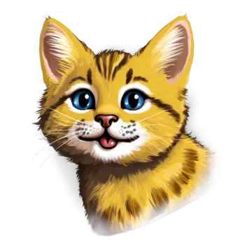 a drawing of a cat with blue eyes