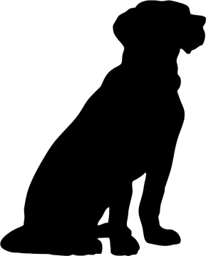 a black and white silhouette of a dog