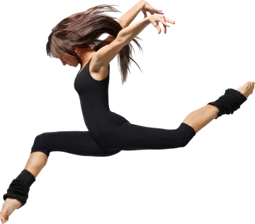 a woman is jumping in the air