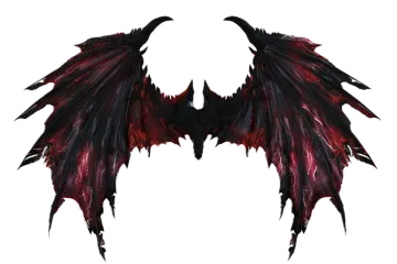 a pair of wings with red and black feathers