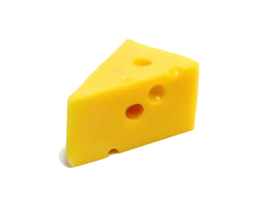 a piece of cheese on a white background