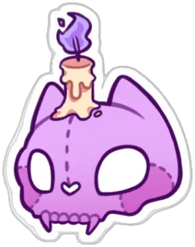 a purple skull sticker on a white background
