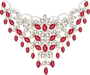 a necklace with red and white stones