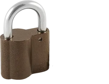 a brown pad lock on a white background