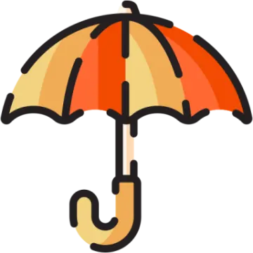 an orange and yellow umbrella on a white background