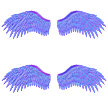 a pair of blue wings on a white background