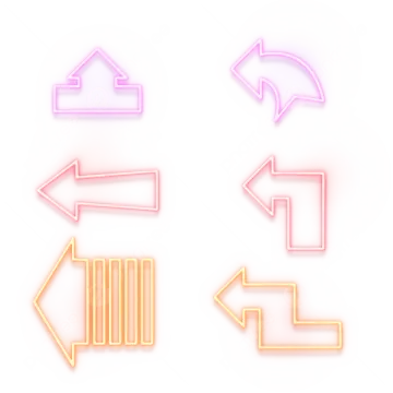 a set of neon arrows on a white background