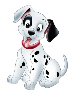 a cartoon dog sitting down with its tongue out