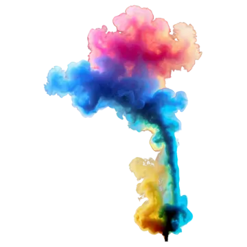 a cloud of colored smoke on a white background