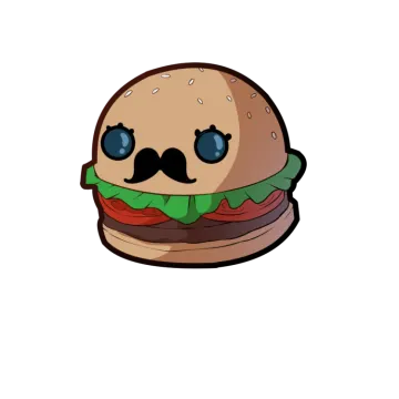 a hamburger with a mustache on it