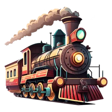 a cartoon train with smoke coming out of it
