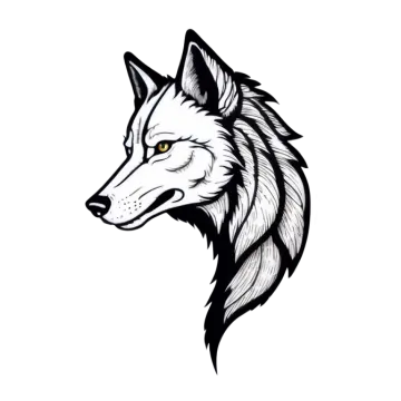 a black and white drawing of a wolf