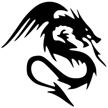 a black and white image of a dragon