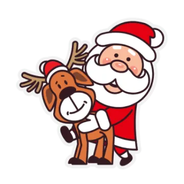 a cartoon santa with his dog