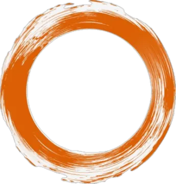 an orange circle painted with a brush