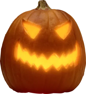 an orange pumpkin with a carved face on it