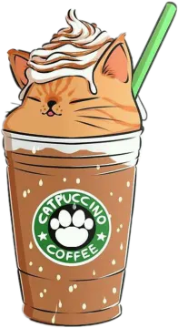 a cup of coffee with a cat on top