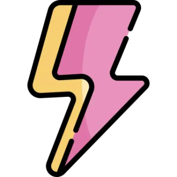 a pink and yellow lightning bolt